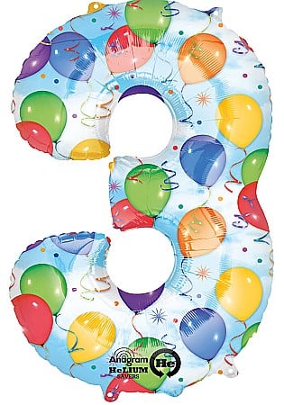 BALOANE MODELE DEOSEBITE - Balon cifra 3 XL colorat - folie