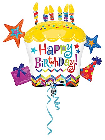 BALOANE SUPERSHAPE SI JUMBO - Balon in forma de tort Happy Birthday - SuperShape XL - folie metalizata