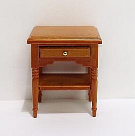 DORMITOR - mobilier si accesorii miniaturi papusi - Noptiera cu sertar culoare nuc - miniaturi papusi colectionari