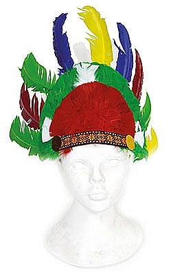 INDIENI - OBIECTE SI DECORATIUNI - Coif de indian cu pene -cu bentita din pene verzi