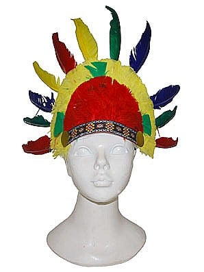 INDIENI - OBIECTE SI DECORATIUNI - Coif indian cu pene multicolore – bentita traditionala costum cod 502393