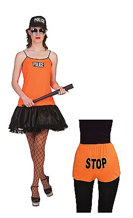 COSTUME PETRECERE ADULTI - Set 3 piese politista orange neon FF503125