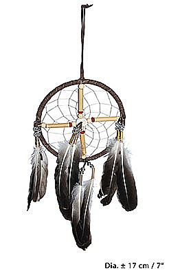 INDIENI - OBIECTE SI DECORATIUNI - Dreamcatcher (Prinzator de Vise) 17 cm cu pene – decor boho protector, cod 50451