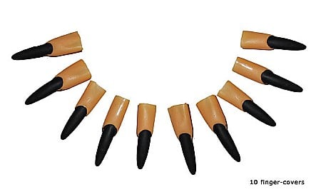 ARTICOLE DE MAKE-UP HALLOWEEN - Set 10 degete vrajitoare cu unghii negre – accesorii Halloween cod 54350