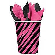 DECORATIUNI PETRECERE CARNAVAL - Set 8 Pahare Petrecere Animal Print - Zebra, 250 ml, carton,  Amscan