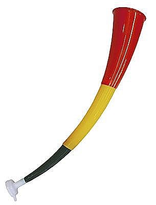 SUPORTERI MECIURI SPORT - VUVUZELA - RETRACTABILA 3 SEGMENTE- NEGRU/GALBEN/ROSU
