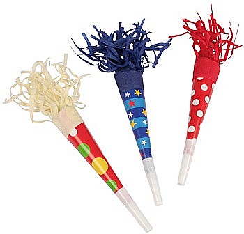 DECORATIUNI PETRECERE CARNAVAL - TROMPETE  petrecere cu franjuri - set de 3 bucati, multicolor, 22 cm, Amscan