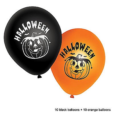 PARTY - BALOANE PETRECERE HALLOWEEN - 20 Bucati, negre si portocalii