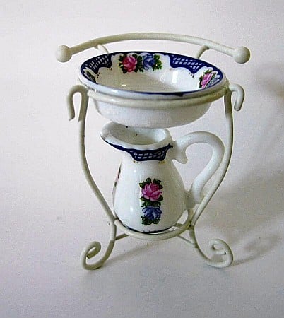 BAIE - Obiecte sanitare si Accesorii baie casuta papusi - Spalator DE LUXE retro portelan - set - miniatura papusi