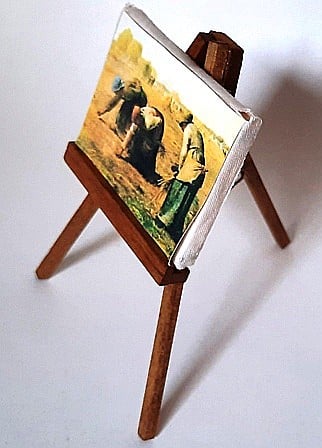 Salon - mobilier pentru casuta papusi si colectionari - Sevalet cu canvas tablou - miniatura papusi 1:12