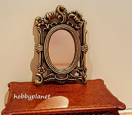CASUTE DE PAPUSI LA SCARA 1:12 – mobilier și accesorii premium pentru colecționari - Oglinda vintage rama inflorata metal - minitura colectionari papusi