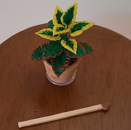 GRADINA - mobilier, decoratiuni si accesorii miniaturi papusi - Planta exotica in ghiveci ceramica-miniatura papusi 1:12