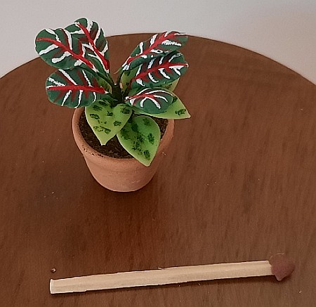 GRADINA - mobilier, decoratiuni si accesorii miniaturi papusi - Planta exotica in ghiveci ceramica-miniatura papusi 1:12