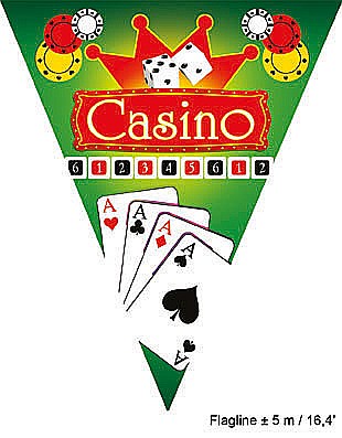 PARTY - Banner Stegulete Petrecere Casino, 5 m, 10 stegulete, multicolor