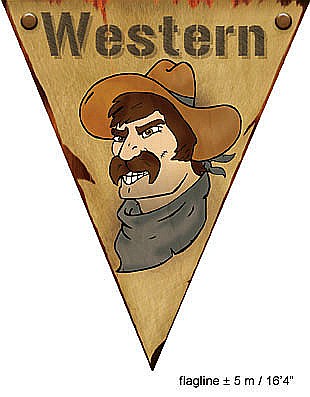 PARTY - Banner Stegulete Petrecere Western, 5 m, 10 stegulete, multicolor