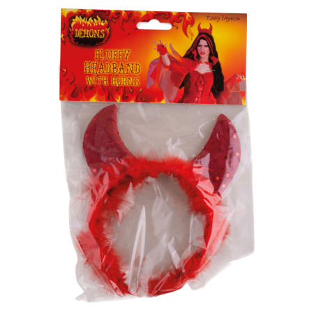Bentita rosie cu coarne de diavol – accesoriu Halloween si petreceri tematice, cod 54792 [1]