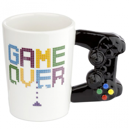Cani 3D - Cană din porțelan - GAME OVER – cu mâner în formă de controler de joc