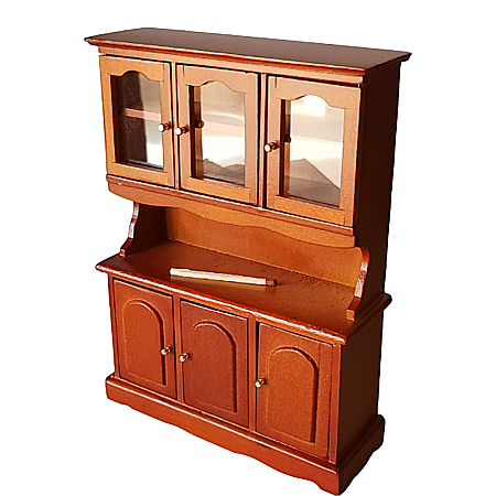 DINING ROOM / LIVING ROOM- mobilier si accesorii - Dulap inalt din lemn cu vitrina - miniatura pentru casute de papusi