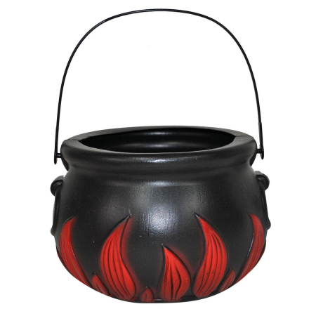 Ceaun vrajitoare 18 cm – negru cu flacari, accesoriu Halloween, cod 54937