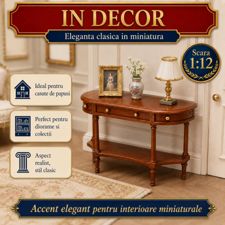 Consola Louis XVI din lemn culoare cires, miniatura 1:12 pentru casute de papusi [2]