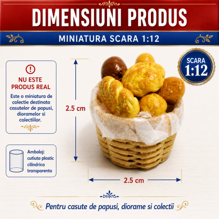 Cos cu paine si produse de patiserie, miniatura 1:12 pentru casute de papusi - Model 1 [1]