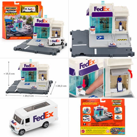 Set de joaca Matchbox Action Drivers Centrul de colete FedEx cu camion inclus, scara 1:64 [2]