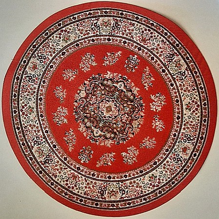 Mocheta, parchet, faianta,covoare - miniaturi papusi - Covor mare tesut rotund  rosu- miniatura casute de papusi