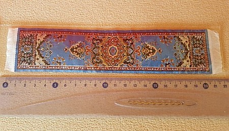 Mocheta, parchet, faianta,covoare - miniaturi papusi - Covoras - traversa cu ciucuri - albastru - miniatura casuta papusi