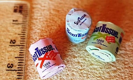 BAIE - Obiecte sanitare si Accesorii baie casuta papusi - Hartie igienica  - set 3 role - reproducere 1:12