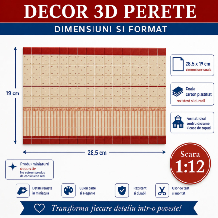 Decor 3D perete faianta mediteraneana 28,5 x 19 cm, miniatura pentru bucatarie papusi [1]