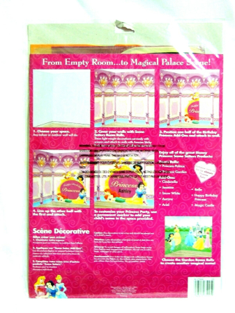 Disney Princess – Decor perete „Happy Birthday” cu printese, Scene Setter Add-On Amscan – 2 piese, 85 x 165 cm [1]