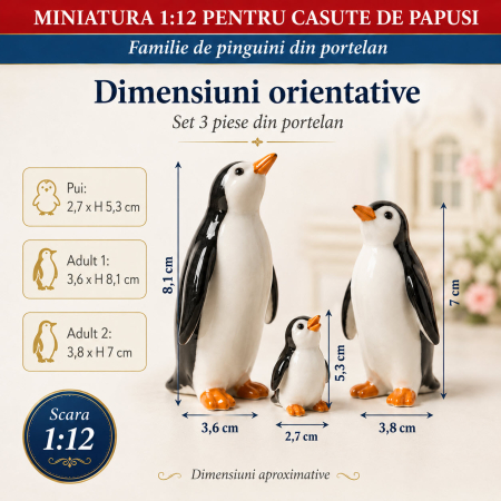 Familie de pinguini din portelan, miniaturi pentru casute de papusi [1]