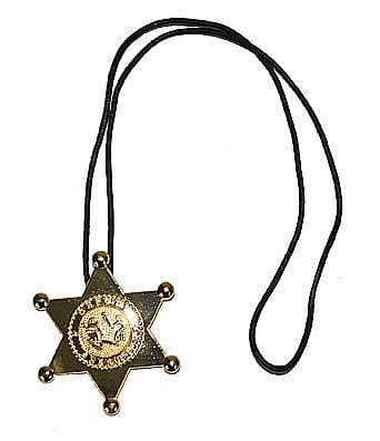 ACCESORII SI BIJUTERII CARNAVAL - Colier cu Stea Șerif Aurie – Accesorii Western pentru Petreceri și Carnaval - Cod 50057