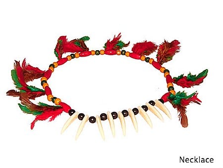 INDIENI - OBIECTE SI DECORATIUNI - Colier Indian "Spiritul Vanatorului" cu Pene si Colti - Cod 50272