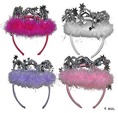 BENTITE PENTRU CAP SERBARI - Diadema puf pene disponibil in 4 culori - Cod 53104