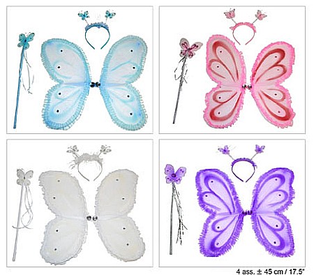 ARIPI SI ARTICOLE DIN PENE/TULLE - Set fluturas (aripi/bagheta/bentita) 45x45cm BLEU SAU ROZ -  53132