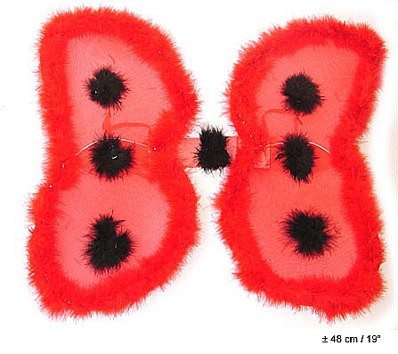 ARIPI SI ARTICOLE DIN PENE/TULLE - Aripi buburuza, 54x48cm rosu cu buline negre - Cod 53402