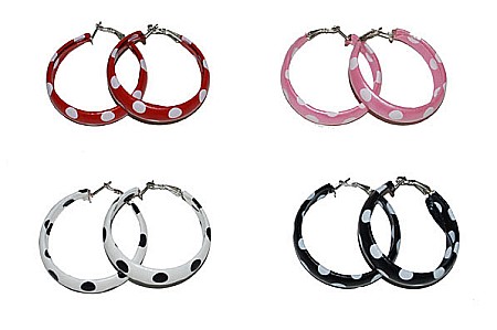 ACCESORII SI BIJUTERII CARNAVAL - Cercei roz cu buline albe - Cod 53647