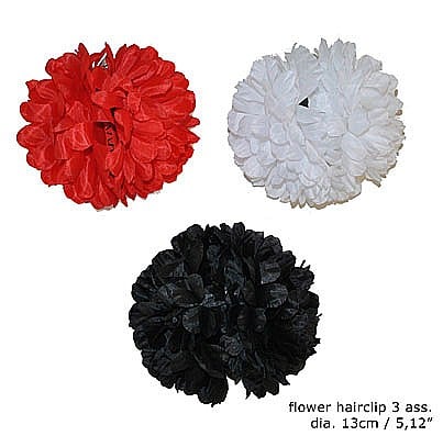 PARTY - Clema de par floare rosu/negru/alb - Cod 53685