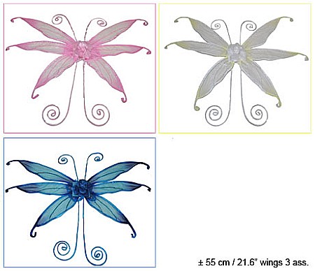 ARIPI SI ARTICOLE DIN PENE/TULLE - Aripi Fluture, 55 cm, alb/roz/albastru - Cod 53704