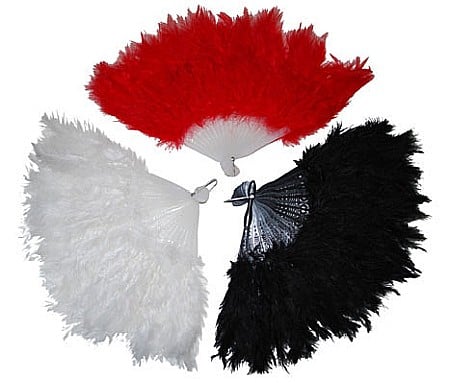 ACCESORII CARNAVAL - Evantai din pene naturale negru/alb - Cod 60311