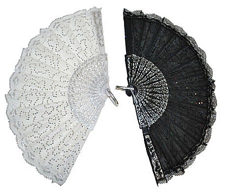 ACCESORII SI BIJUTERII CARNAVAL - Evantai din dantela negru/alb - Cod 62432