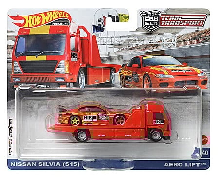Seturi HOTWHEELS - Set masinute Hot Wheels Car Culture - Team transport, Aero Lift, cu masinuta, Nissan Silvia, 1:64