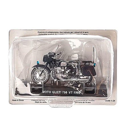 Macheta motocicleta Guzzi 750 V7 carabinieri albastra 1966, scara 1:24, Atlas [5]