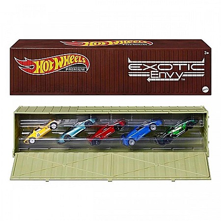 Masini de strada - Set de 5 masini Hot Wheels Premium Car Culture - Exotic Envy, in ambalaj special de tip container, scara 1:64