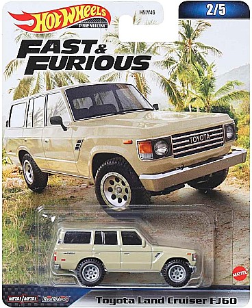 Masini de strada - Masinuta metalica Hot Wheels Premium, Toyota Land Cruiser FJ60, HNW53, Fast and Furious 2/5, 1:64, crem
