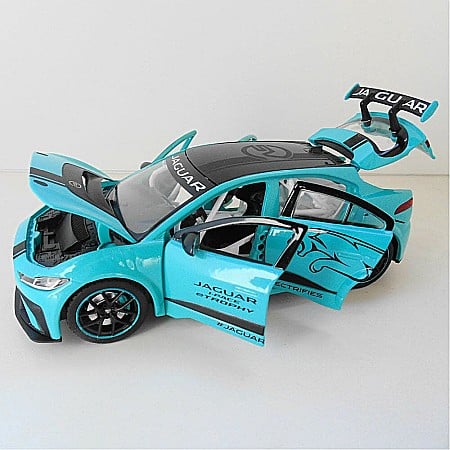 MACHETE AUTO - Jaguar I-pace etrophy bleu, macheta auto cu lumini, sunet, pull-back 1/32 Tayumo