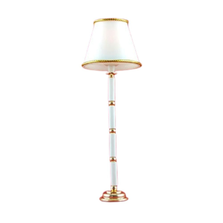 Corpuri de iluminat si aceesorii electrice - Lampa de podea 12V alb mat/auriu – miniatura scara 1/12 pentru casute papusi