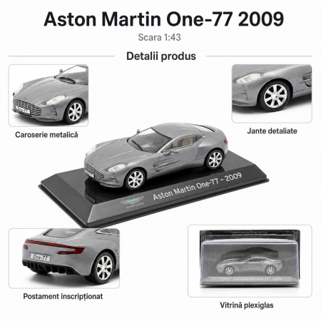 Machetă Aston Martin One-77, 2009, 1:43, Atlas, gri argintiu metalizat [3]