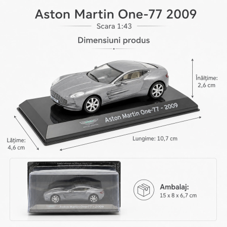 Machetă Aston Martin One-77, 2009, 1:43, Atlas, gri argintiu metalizat [2]